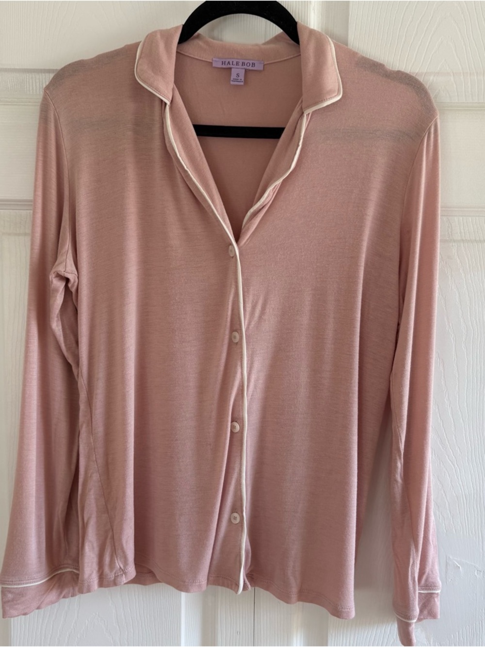 Hale Bob Blush Pink Long Sleeve Button Pajama Top Soft Lounge S Comfy Sleep